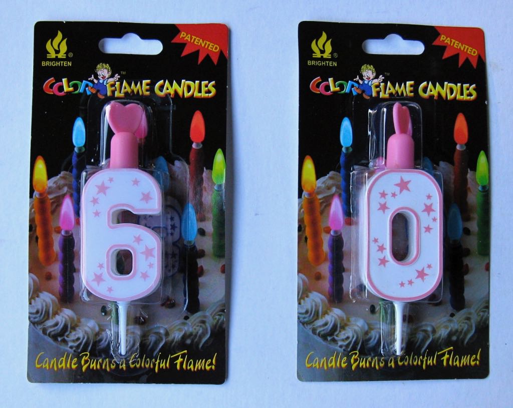 60th Birthday Candles – Pink Flame Party Candles – Non Wax and Reusable