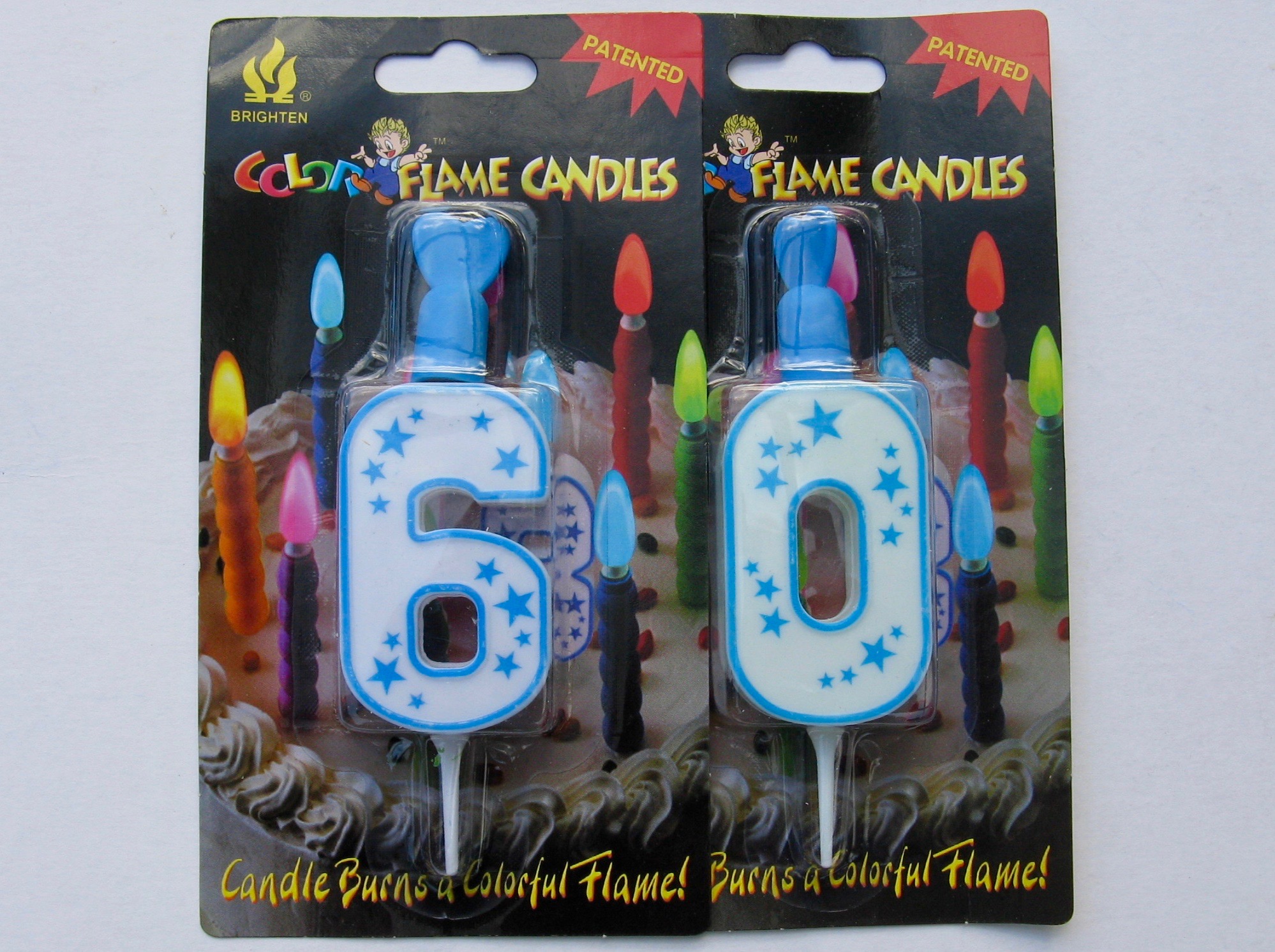 60th Birthday Candles – Blue Flame Party Candles – Non Wax and Reusable